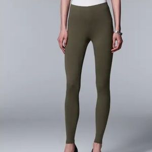 Vera Wang Leggings M Olive Green Khaki mid rise